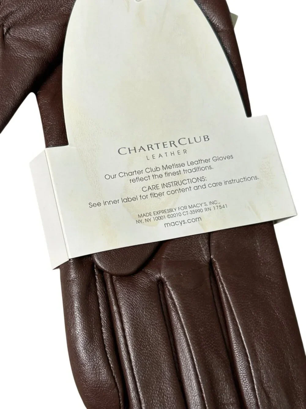 NEW Charter Club Brown Leather Gloves Women's M Super Soft Microfur Lined NWT